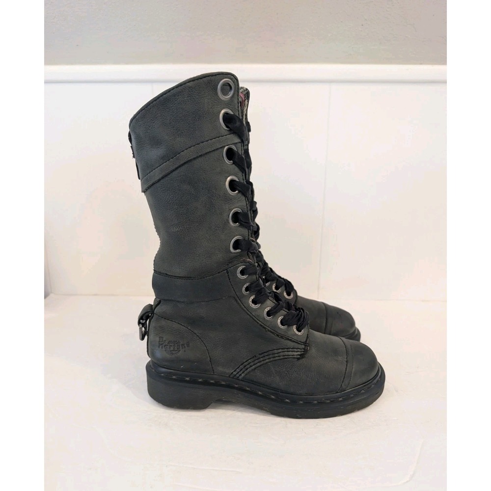 DR MARTENS Triumph Fold Over Green Boots Plaid Lined 5 US L EU 36 RARE AW004